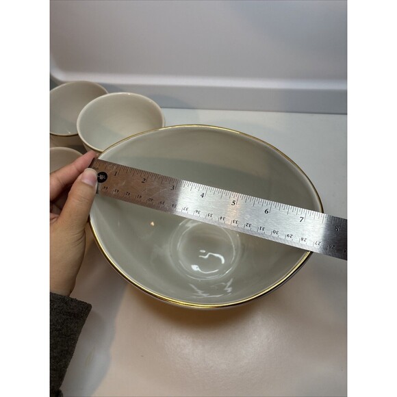 Vtg compote service Riga Porcelain PFF Stamps For 4 Servings Hand painted Apples - Picture 15 of 16